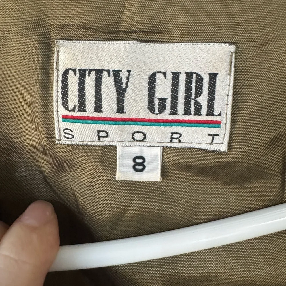 Vintage City Girl Olive Green leopard print studded Women's Jacket size medium - Picture 4 of 14